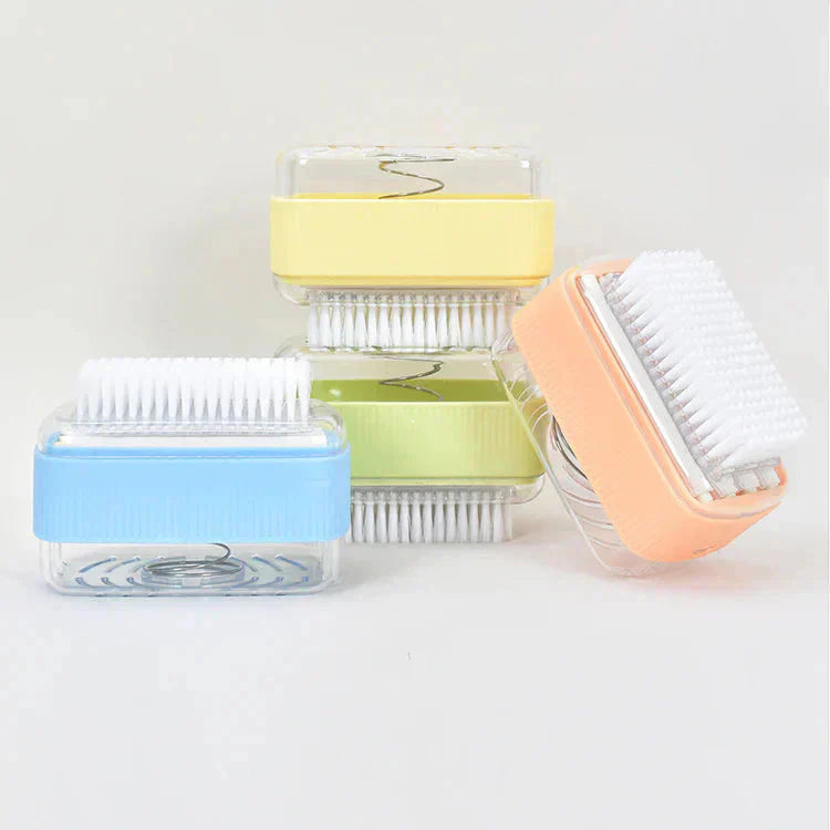 【オレンジ】石鹸ケース ブラシ付き 泡立つ SNSで話題 バネ式 ブラシ付石けんケース