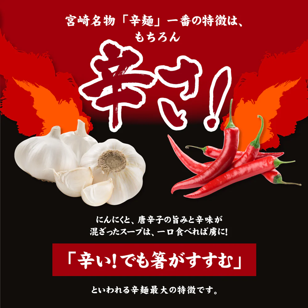 宮崎辛麺 ２食 スープ付 (乾燥具材・鶏の炭火焼付) 送料無料 辛麺 激辛 ご当地ラーメン 簡単 本格 辛いラーメン ご当地グルメ 産直 お試し 取り寄せ