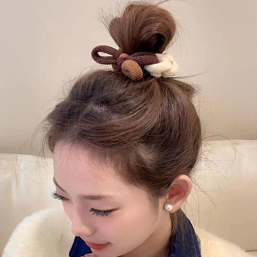 (グレー)ヘアゴム バイカラー 太め おしゃれ ヘアアクセサリー 結び シンプル 髪留め ヘア留め かわいい オシャレ 髪飾り 上品 パーティー飾り