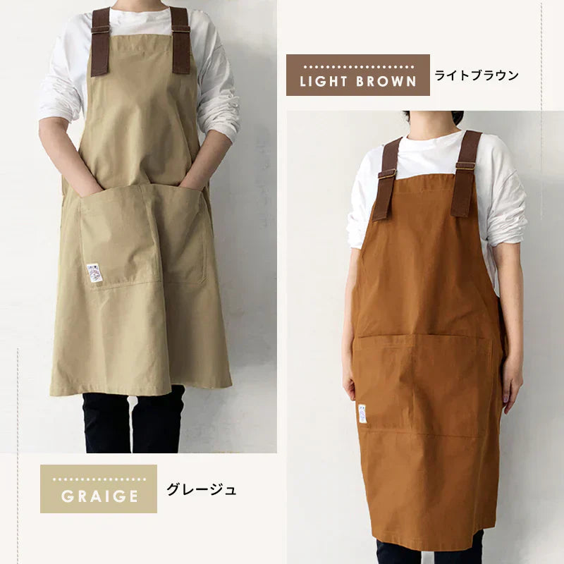 【ライトグレー】エプロン メンズ レディース おしゃれ かわいい 無地 男女兼用 フリーサイズ ワークエプロン 保育士 かぶるだけ ガーデニング 膝丈 ナチュラル 雑貨 プレゼント
