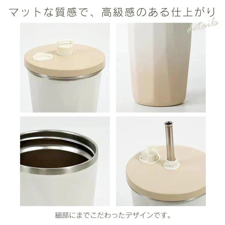 【ピスタチオ】☆新色☆ タンブラー ストロー付き 蓋付 水筒 600ml 大容量 保温 保冷 真空断熱 二重構造 ステンレスタンブラー こぼれない コーヒーボトル マグボトル