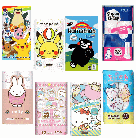 【雑貨】かわいさ＆コスパのオールインワンセット」ポケモン サンリオ ちいかわ くまモン 羊のショーン miffy キャラクター トイレットペーパー ダブル (25m 12ロール)×全8種 関東圏送料無料