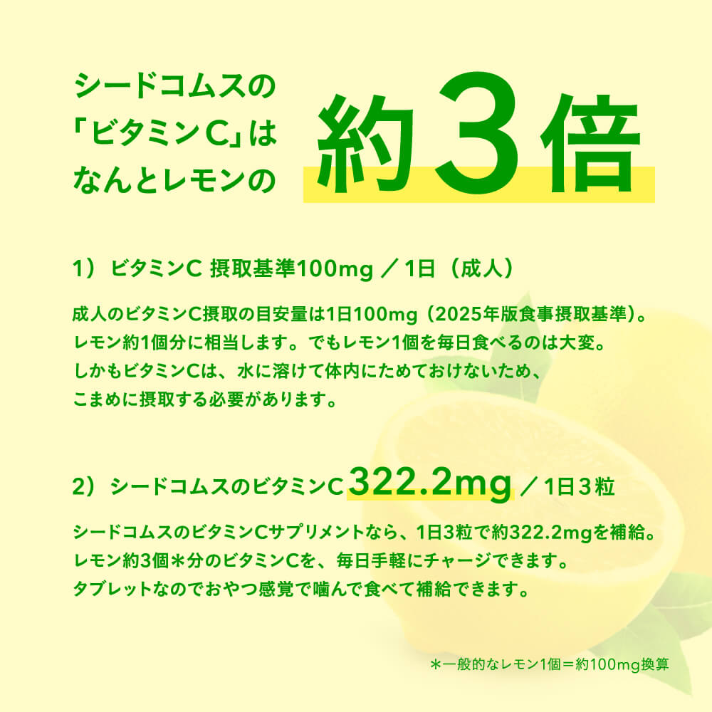 ビタミンC 《約3ヶ月分》 1日あたり アスコルビン酸 332.1mg配合 キシリトール配合！噛んで食べれる新ビタミンサプリCサプリアスコルビン酸配合手軽に健康＆美容サプリ ビタミンc サプリメント キシリトール レモン【大容量】