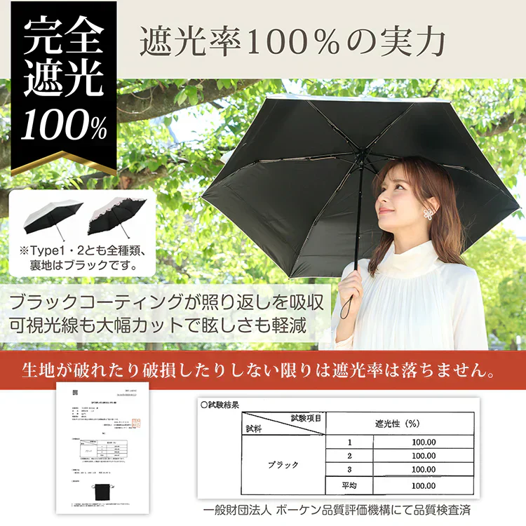 ◎5月下旬~6月上旬発送予定◎【オフホワイト×グレー】日傘 完全遮光 折りたたみ UVカット 軽量 6本骨 晴雨兼用 遮光100% 傘 かさ 折りたたみ傘