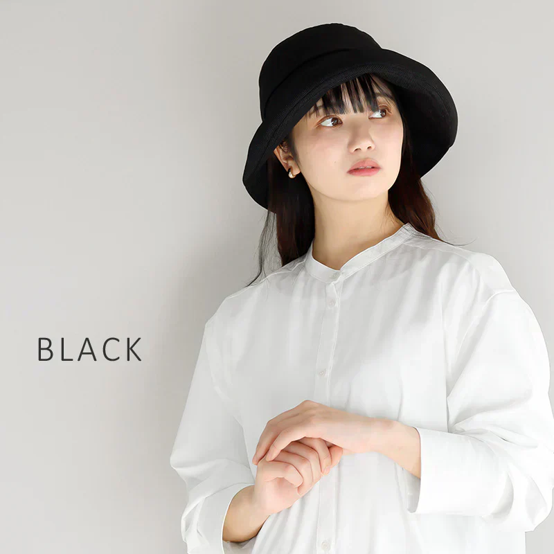 【フリー56-58.5cm-ブラック】【商品名：雑材ブリムアップハット】