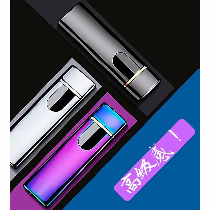 USB充電式 プラズマ 電気 usb ライター 小型 充電式 ガス?オイル不要 防風 軽量 薄型 プレゼントw107B（タイプB）ブラック