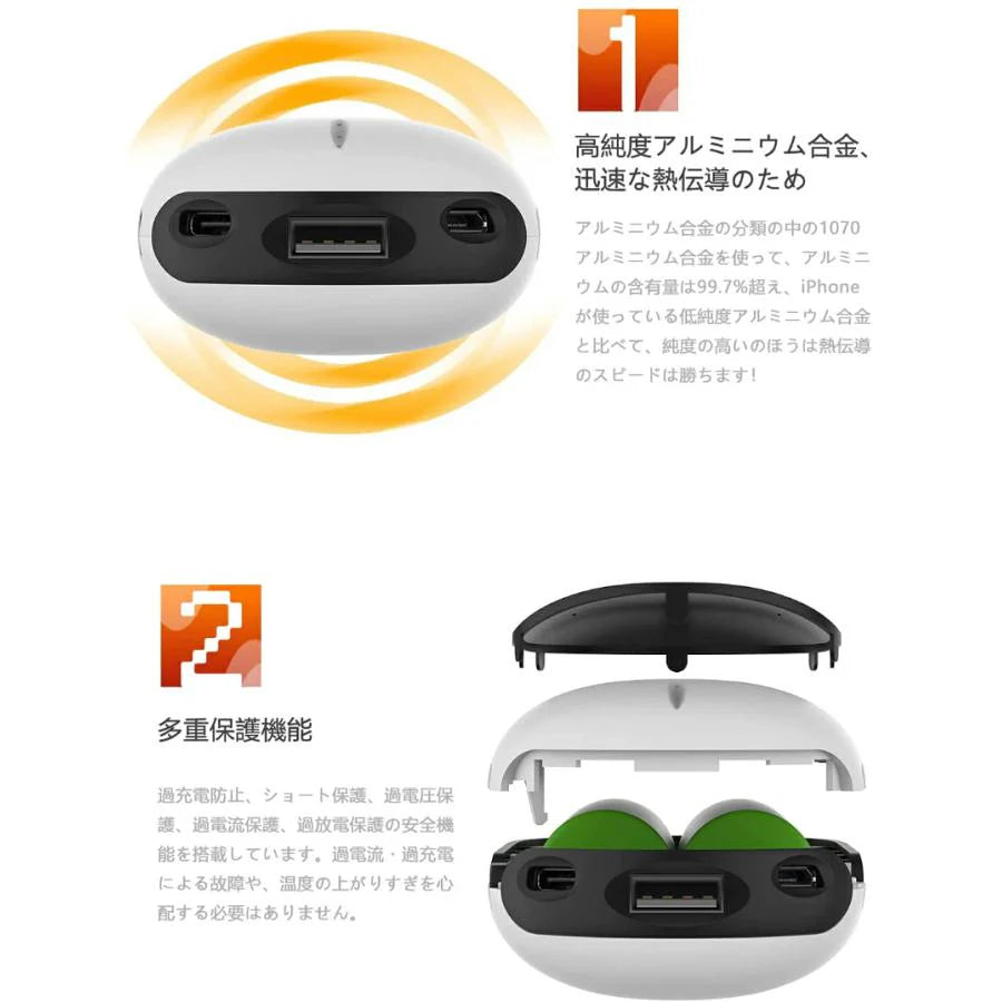 即納 ハンドウォーマー USB充電式 3段階温度調節 9000mAh大容量 LEDライト付き マッサージ機能 充電式 電気カイロ 連続発熱 w289A(ピンク)