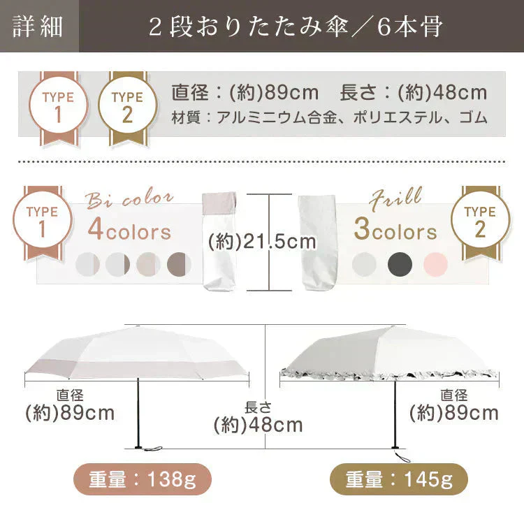 【予約・6月上旬に順次発送】日傘 「タイプ2・ブラック」 軽量 折り畳み 晴雨兼用 遮光100% 完全遮光 UVカット 折りたたみ傘 フリル 日差し 紫外線 日焼け防止 レディース 内側黒 梅雨 熱中症