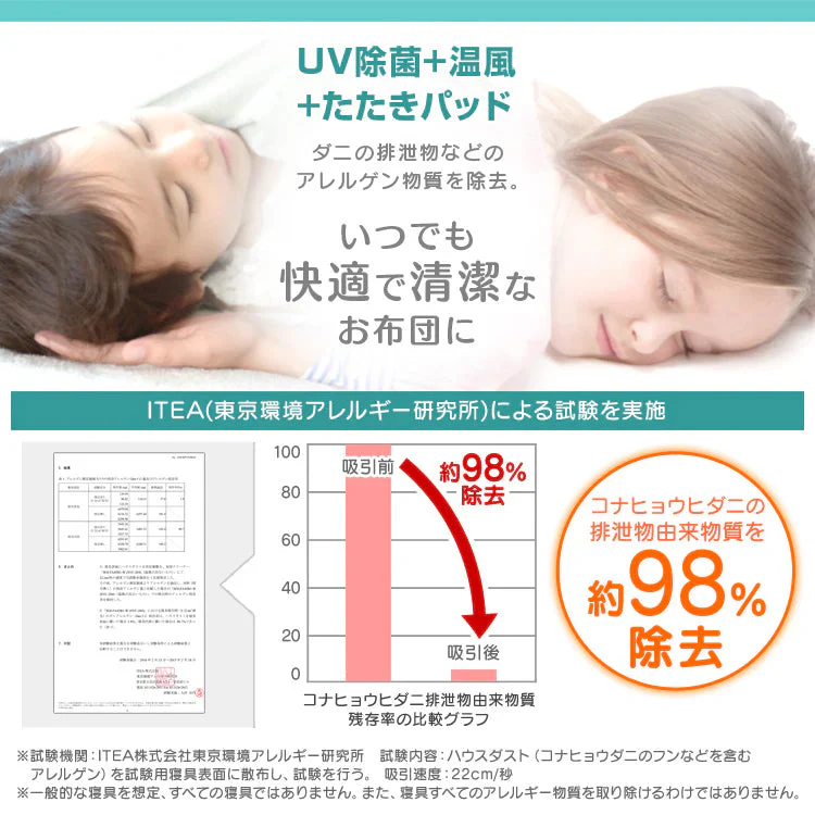 布団クリーナー 98%除菌 布団 掃除機 温風 ふとんクリーナー 布団掃除機 掃除機 布団用 温風 花粉 超吸引 ふとんクリーナー ダニ対策 一人暮らし 自立式 ハンディクリーナー ハウスダスト ふとん用 除菌 UVランプ搭載 新生活