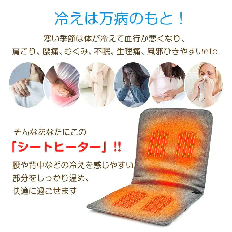 【送料無料】シートヒーター 椅子 パネルヒーター デスク 座席 シート 腰面 USB 給電 電気 電熱 車 カーシート ny568