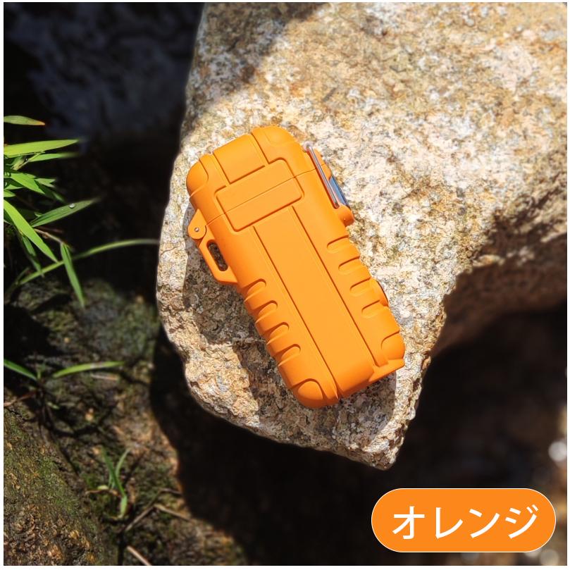 ライター 防水機能 静音 防風 電量表示 ノズルは自在に曲げられる 三つ照明モード ストラップ付き TYPE-C充電 s086D(オレンジ)