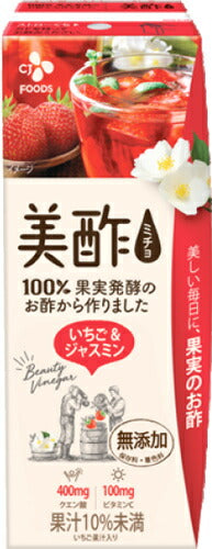CJジャパン プティチェル 美酢 ミチョ いちご&ジャスミン 200ml 紙パック 48本 (24本入×2 まとめ買い) 〔酢飲料〕
