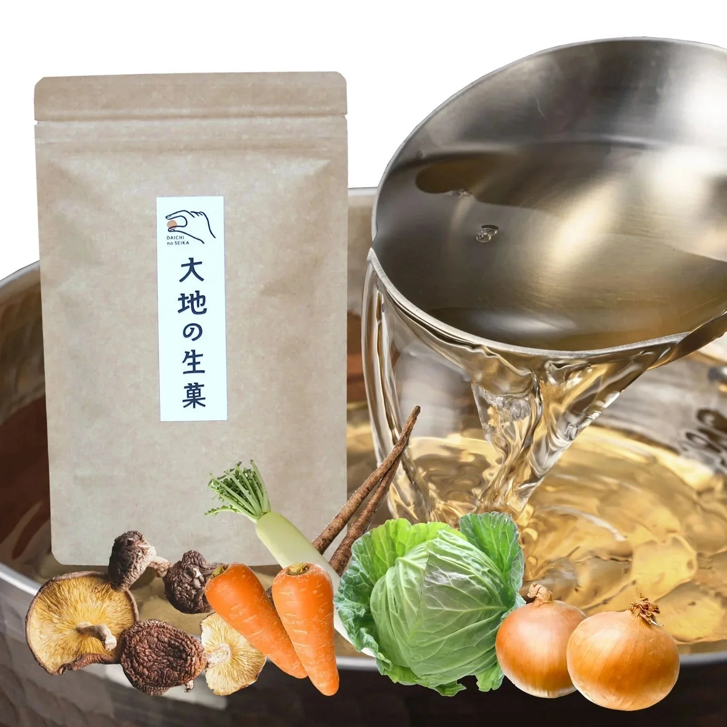 【 7袋入り】大地の生菓 無添加 国産野菜6種類 粉末だしパック 食塩 化学調味料 保存料 不使用 自然派 天然素材 福岡で製造 出汁 だし素材 だしの素 野菜パウダー