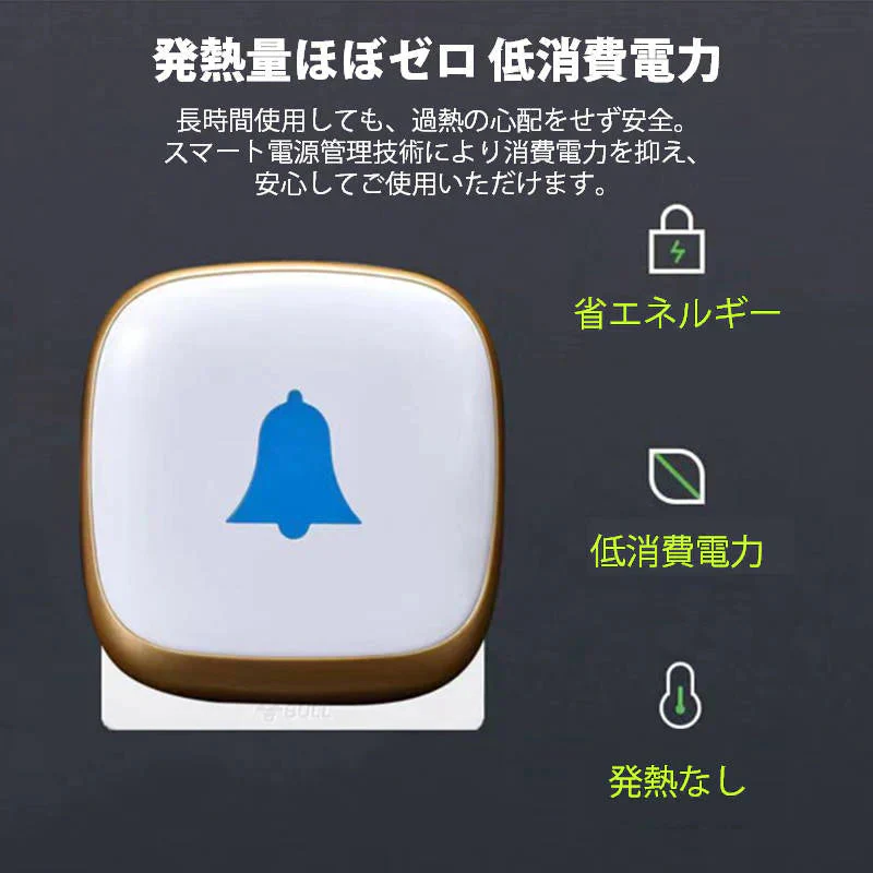ワイヤレスチャイム ホワイト 発信機1個と受信機2個 お得セット 光と音で呼び出し 防水 工事 電池不要 ドアベル 玄関 ナースコール 介護施設 無線チャイム 高品質