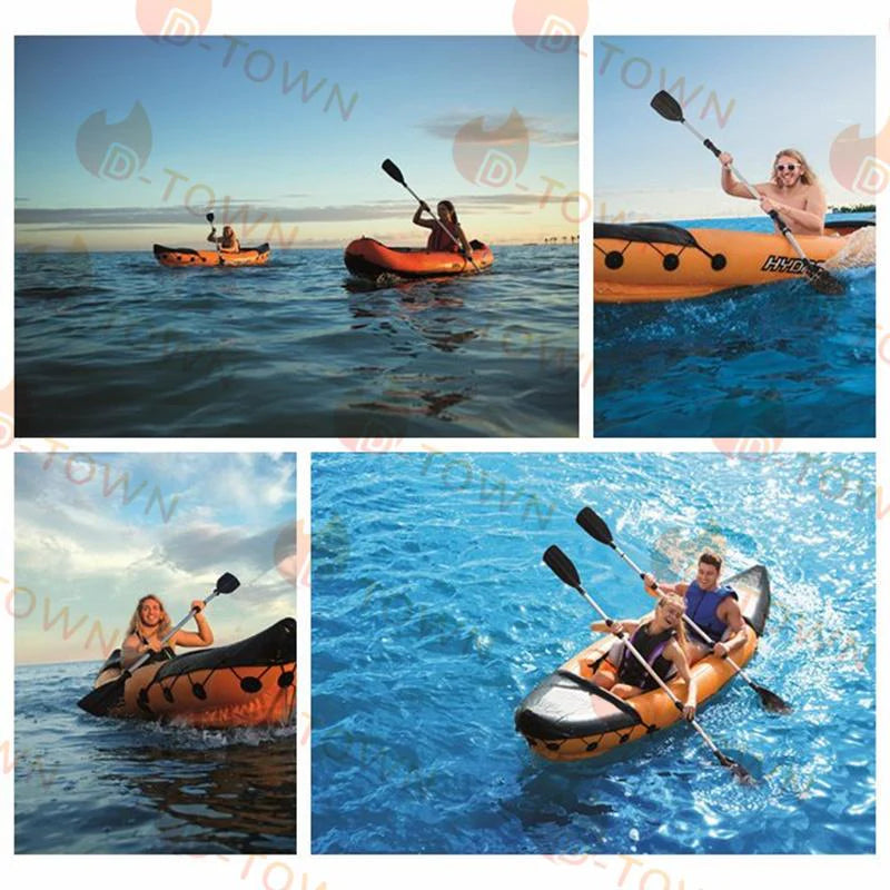 カヤック 初心者 エクスプローラー ゴムボート アップグレード パドル軽量化 プロカヤック 手動ポンプ 修理キット 座席２席 アルミ製組立 パドル2本付属