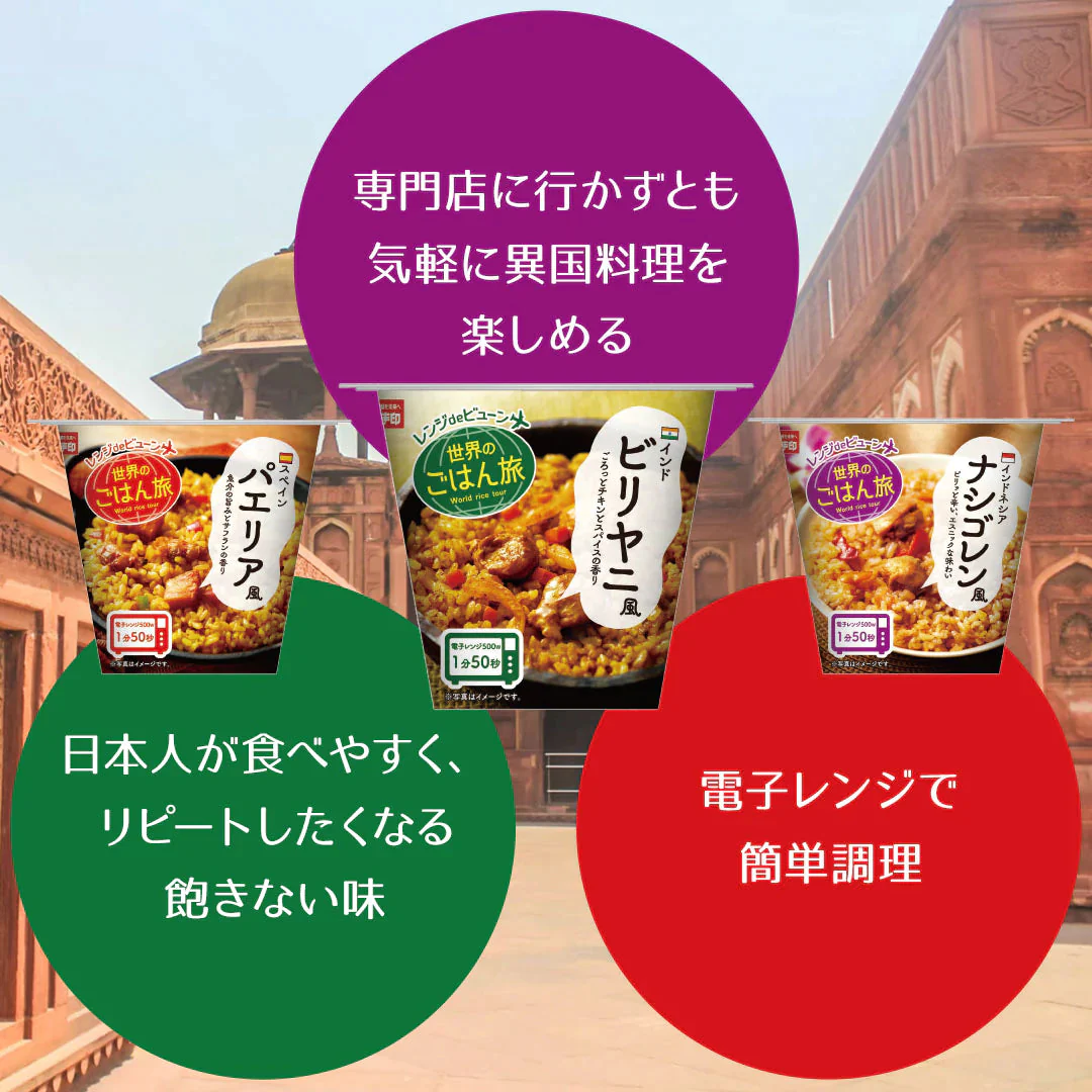 パックご飯 レンジdeビューン 世界のごはん旅 ビリヤニ風 12個セット (160g×12) おくさま印 レトルト食品 カップ型ごはん レンジで簡単調理 温めるだけ 送料無料