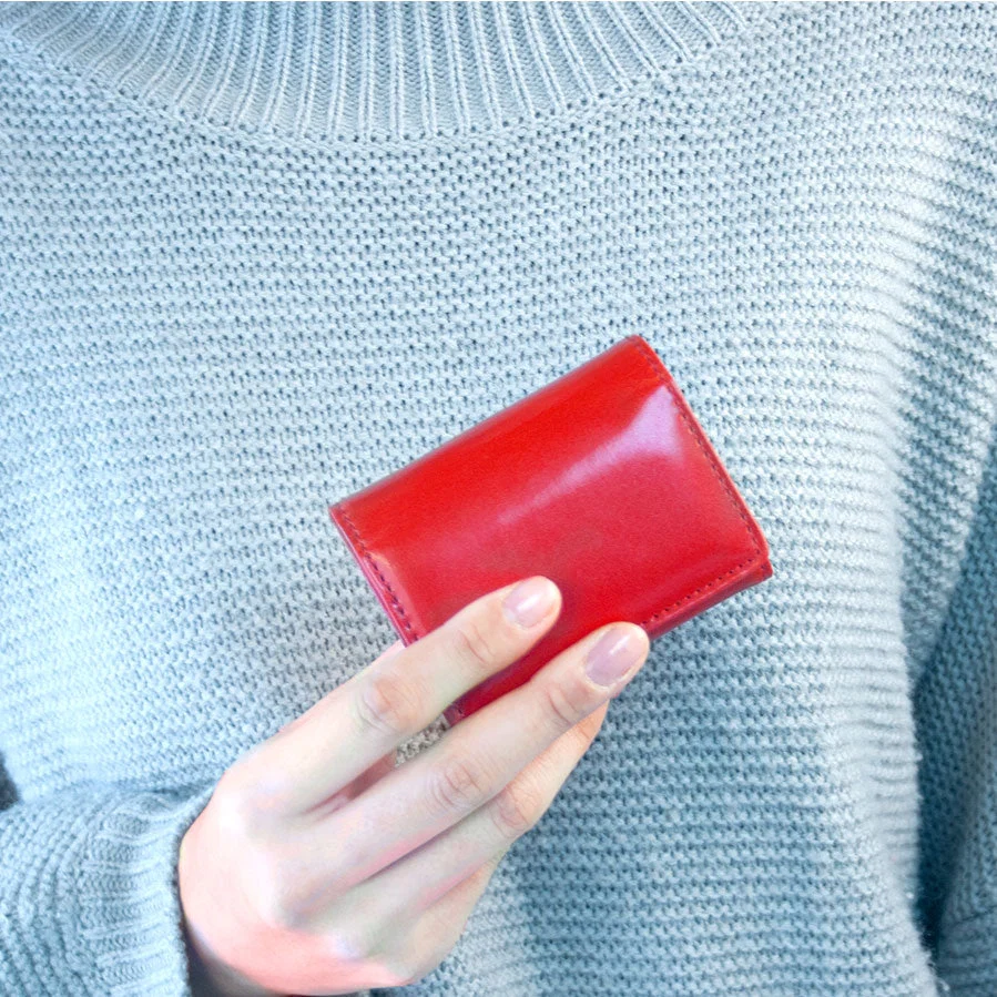 【レッド】カバー付きコインケース レディース メンズ 女性 男性 財布 ミニ財布 プレゼント ギフト スマート本革 小銭入れ
