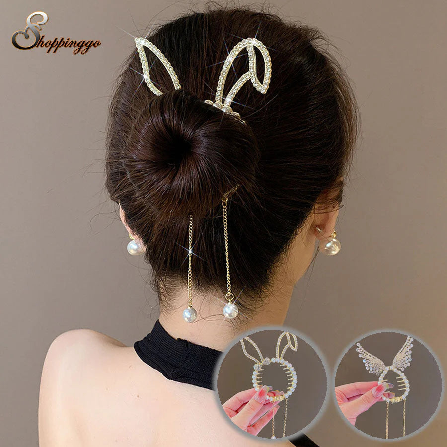 (MIMI)ヘアクリップ ゆらゆらチェーン付き 髪留め 髪飾り 扇子 ヘアアクセサリー オシャレ上品 パーティー飾り