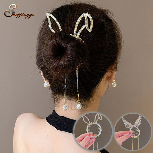 (MIMI)ヘアクリップ ゆらゆらチェーン付き 髪留め 髪飾り 扇子 ヘアアクセサリー オシャレ上品 パーティー飾り