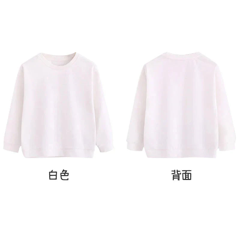 厚手 トレーナー 120cm 長袖 白色 綿82％ カッコいい 体育 体操服 子供 キッズ スウェット Tシャツ 通気 保温 吸汗 秋冬 プルオーバー 運動会 ユニフォーム ダンス
