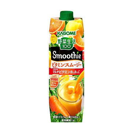 【送料無料】KAGOME カゴメ 野菜生活１００ Smoothie ビタミンスムージー 黄桃＆オレンジMix 1000ml 1L×12本 (2ケース)