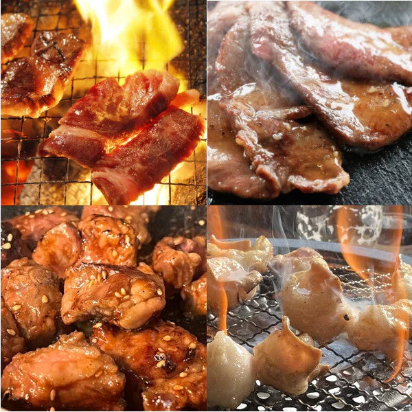 【高級】焼肉牛4種セット（黒毛和牛極上マルチョウ、牛ハラミ、牛中落カルビ、熟成牛タン）700g