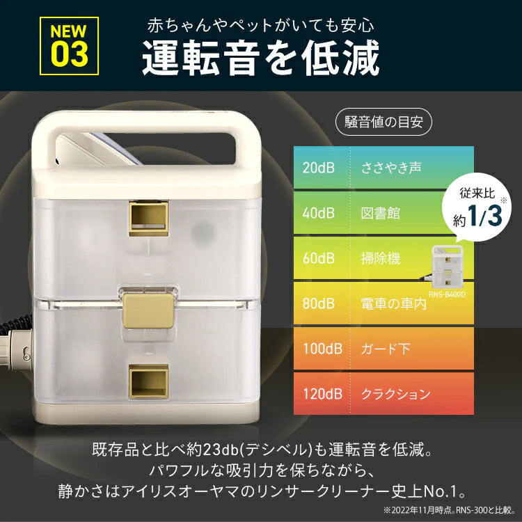 【カートアップNG】リンサークリーナー アイリスオーヤマ掃除機 クリーナー コードレス 軽量 カーペットクリーナー バッテリー式 掃除 ブラシ そうじ 水洗い ソファ カーペット 車内掃除機 洗浄 洗浄機 清掃 キレイ 絨毯 噴霧器 布製品 汚れ落とし アイボリー RNS-B400D