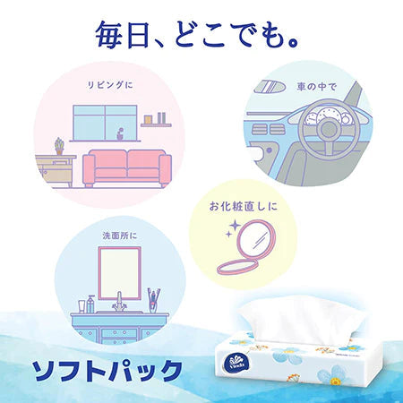 ＼大容量ティッシュ／［ 300枚(150組)5個×18パック(90個)入り ］花柄ティッシュペーパー ソフトパックティッシュ150w VINDA NB 送料無料