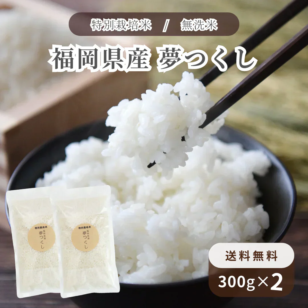 特別栽培米 無洗米 福岡県産 夢つくし 300g ×2 令和5年度産