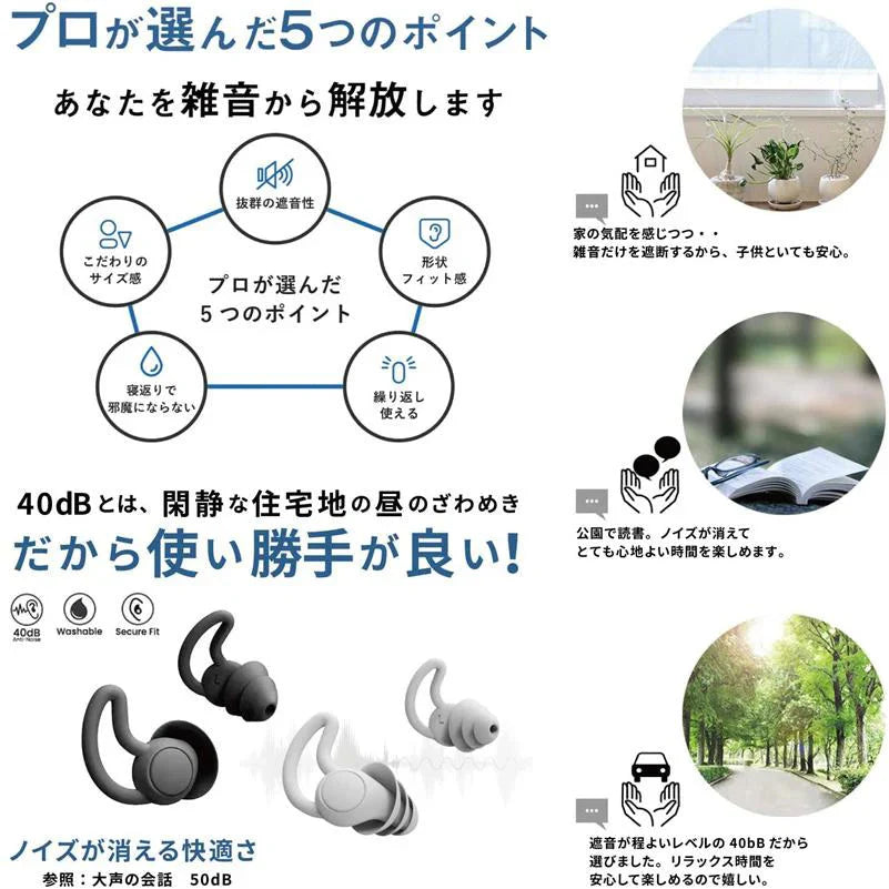 耳栓 睡眠 遮音 高性能 飛行機 シリコン ライブ用 いびき 騒音 睡眠用 防音 勉強 耳せん 快眠 旅行 安眠 イヤープラグ 防音 ライブ 工事 水洗い可 ケース付き(Jオレンジ+ホワイト)