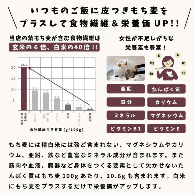 国産 皮つき 紫 もち麦 プチコさん 900g からだにいいこと大賞準大賞 ダイシモチ アントシアニン 腸内環境 食物繊維
