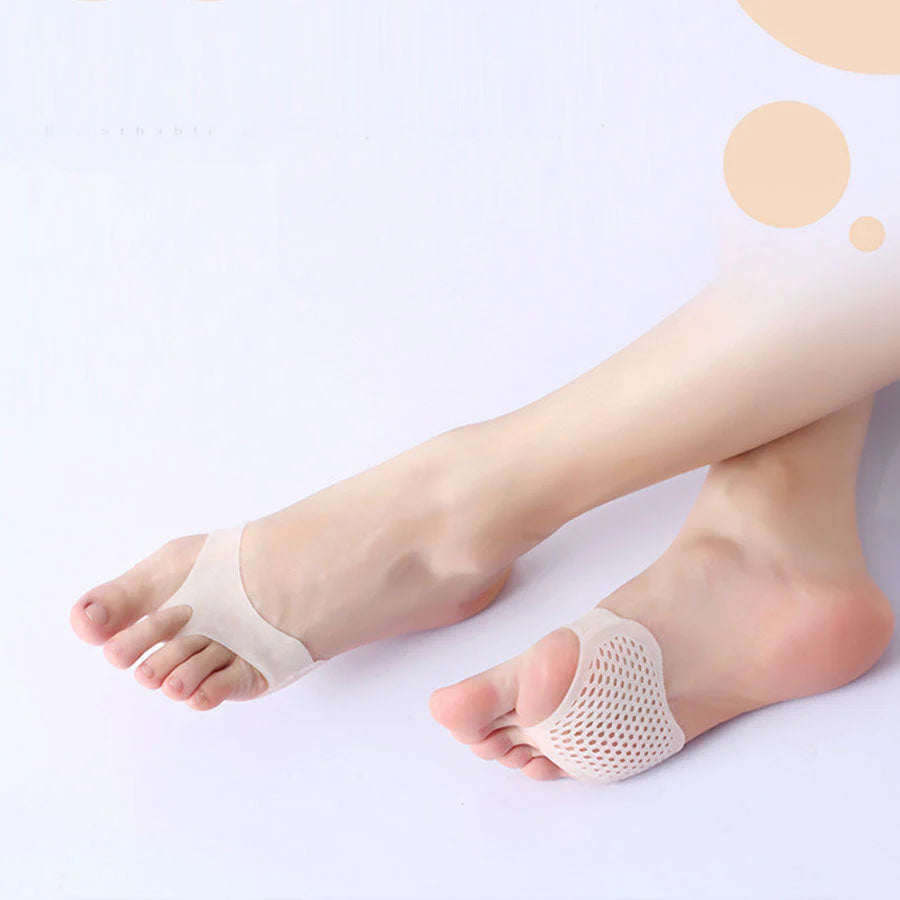 (ベージュ)足裏保護パッド シリコン つま先カバー 外反母趾サポーター 足指保護 足裏痛み緩和 ジェルクッション タコ マメ