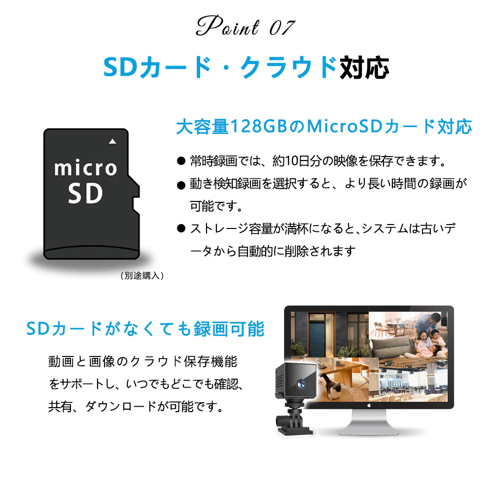 【内蔵型WiFi信号源&SDカード・クラウドサーバーに対応】防犯カメラ　室内　無線　ワイヤレス　工事不要　電池式防犯カメラ　小型防犯カメラ　家庭用防犯カメラ　wi-fiなし　電池式　ペットカメラ　ドライブレコーダー　室内外の防犯カメラ　監視カメラ　玄関カメラ ベビーモニター