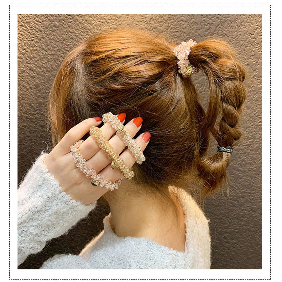 (クリア)ヘアゴム パール バブル シンプル ブレスレット ビーズ ヘア留め ヘアアクセサリー 髪飾り 上品 パーティー飾り
