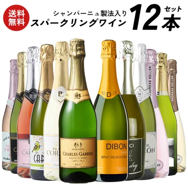 【送料無料】 シャンパーニュ製法入り スパークリングワイン 12本セット [W][WT65] ワインセット オーガニックワイン ロゼワイン カヴァ 入り フランスワイン イタリアワイン 【4～5営業日以内に出荷】