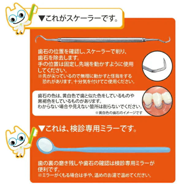 ヤニ取り＆歯石取り＆歯垢取りホームケア3点セット《スケーラー H5-33 1点・検診専用ミラー1点・Ciプラークチェッカー(歯垢染色液)ミニボトル(5ml)1点》【メール便送料無料】