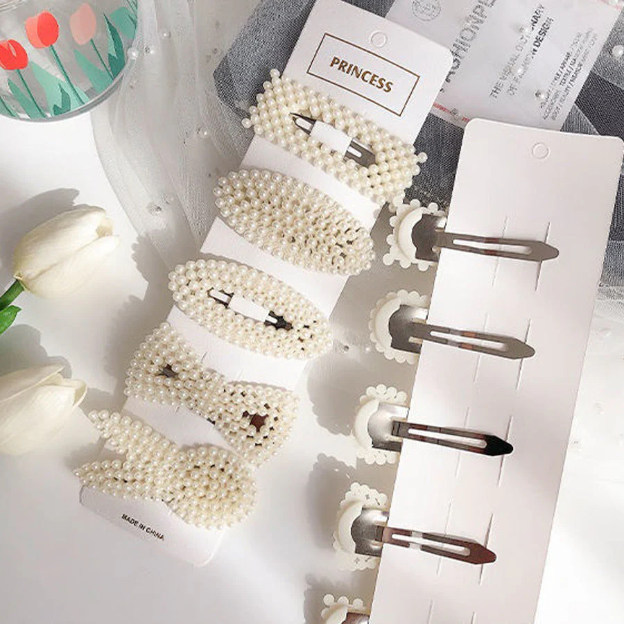 (セット)ヘアピン5点セット ランダム パール ヘアクリップ スリーピン パールヘアピン ヘアアクセサリー