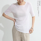 シアーロングスリーブTシャツ5分袖（クルーネック/5分袖/Mサイズ/ホワイト）