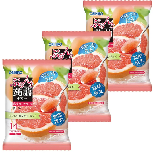 【3個セット】オリヒロ やみつき食感！ぷるんと蒟蒻ゼリー パウチ ピンクグレープフルーツ 20g*6個入 こんにゃくゼリー 蒟蒻ゼリー ゼリー (食品PG3)※