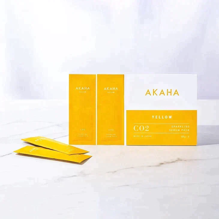 【炭酸パック/3箱セット】AKAHA スパークリング セラムパック YELLOW 10g×12包入 / ホームエステ３か月分 /くすみ 毛穴 たるみ 小じわ 肌荒れ ざらつき 吹き出物 ニキビ べたつき 紫外線ダメージ 毛穴汚れ 毛穴開き ビタミンC誘導体 フラーレン 桜プラセンタ ヒアルロン酸 セラミド コラーゲン 40種の美容成分  混ぜない炭酸パック 生炭酸 人気炭酸パック １剤式炭酸パック 濃密泡 フェイスパック ピーリング クレンジング エイジングケア  アカハ  イエロージェル シトラスの香り