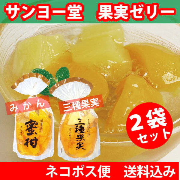 サンヨー堂 果実ゼリー ２袋セット☆みかん・三種果実 各400ｇ☆ネコポス便　送料込