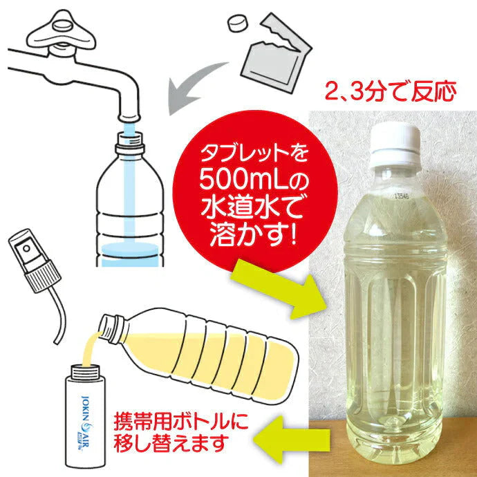 DAIAN ダイアン JOKIN AIR MIST 除菌エアーミスト500ml用 (携帯スプレーボトル1本(50ml)＋錠剤1個(50ml×10本分))  空間除菌 二酸化塩素 日本製 除菌スプレー【メール便送料無料】