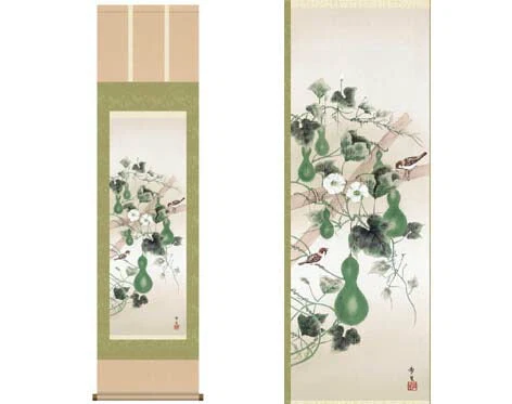 開運掛軸 【六瓢】北山歩生筆 [ 収納箱 10年保証 品質保証付き 31×89 縁起題材 健康 無病息災 和 国産 受注生産 床の間 和風 掛け軸 日本製 名画 縁起物 プレゼント 画寸 送料無料 ]