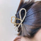 (Cタイプ)キラキラヘアピン　クリップ　花　パール付き　ヘア留め　ヘアアクセサリー　ヘア爪　クランプ　かわいい　オシャレ　髪飾り　大人　春　夏　秋