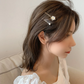 (ホワイト)ヘアピン ヘアアクセサリー 2点セット パール　ヘアクリップ パールビーズ パッチンとめ かわいい　前髪　まとめ髪