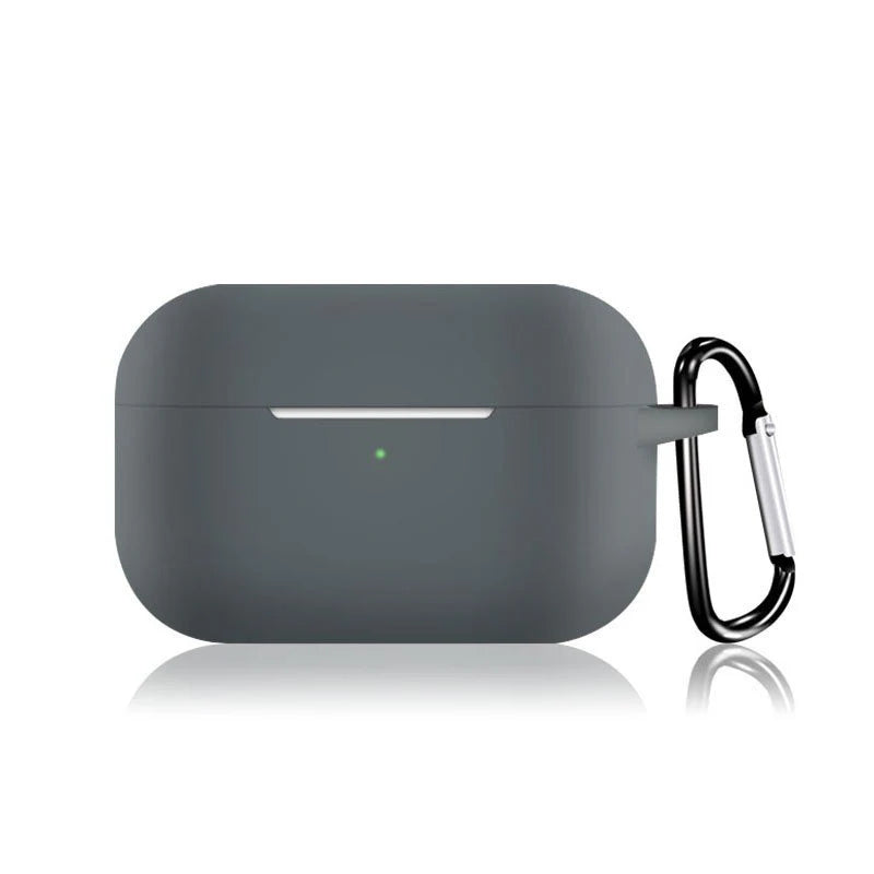 AirPodsPro対応ケース 黒 シリコン AirPods Pro Case カバー カラビナ付き エアーポッズプロケース 防塵 耐衝撃 air pods proケース ソフトケース フック付き