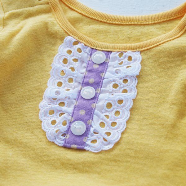 日本製 子供服 Cream Chantilly ベビー服 ドット星プリントスカート付ロンパース（イエロー）80cm