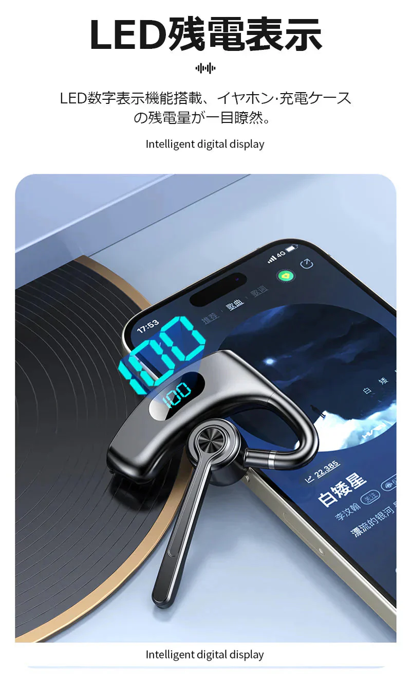 骨伝導イヤホン イヤホンヘッドホン  PSE認証 耳かけ式 Bluetooth5.4 HiFi高音質 長時間航続 Type-C充電 IPX5防水 防滴防汗 三色選択可能 大容量バッテリー LED残電表示 270度回転可能 s100B(ホワイト)