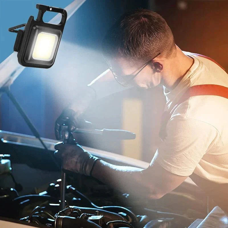 2個セット LED 投光器 COB 作業灯 USB充電式 キーホルダー式 超ミニ 小型 軽量 800ルーメン 高輝度 3種点灯モード IPX4防水 強力磁石 日本語説明書付き