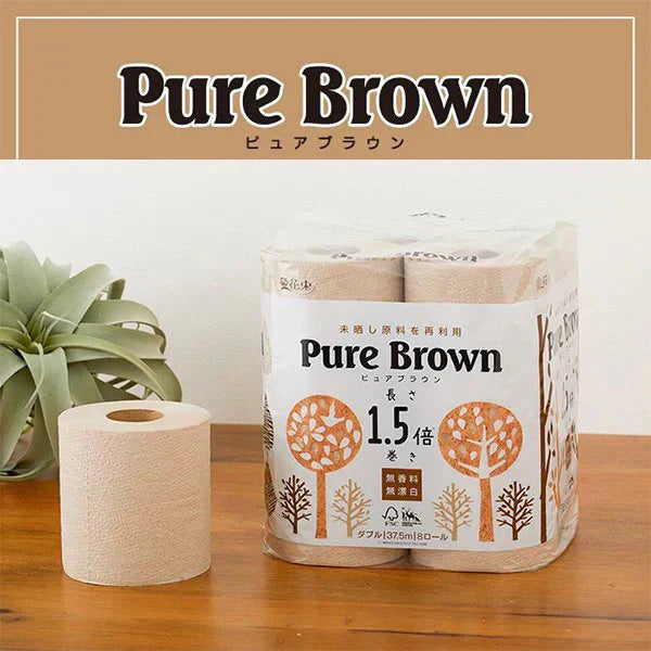 トイレットペーパー 丸富製紙 無漂白ピュアブラウン ダブル37.5m 8ロールＸ8パック